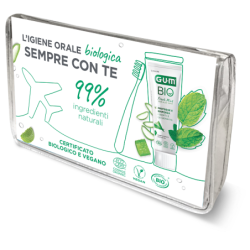 GUM TRAVEL KIT BIO 1 SPAZZOLINO + 1 DENTIFRICIO +  1 SCOVOLINO INTERDENTALE
