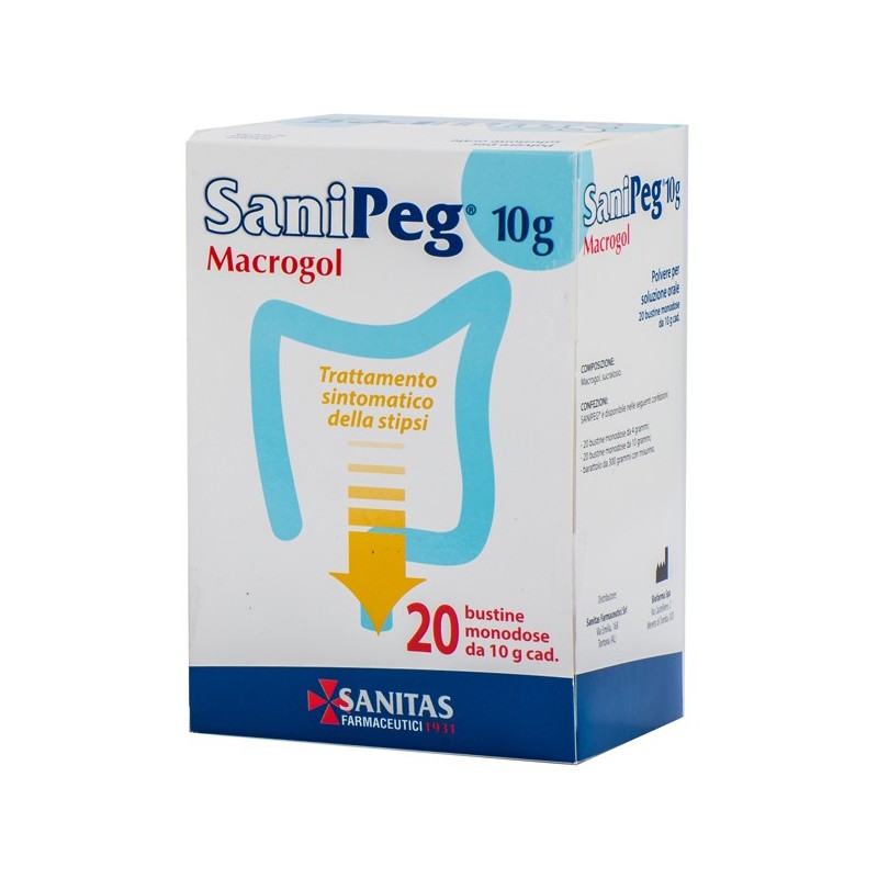 SANIPEG MACROGOL POLVERE PER SOLUZIONE ORALE 20 BUSTE DA 10 G
