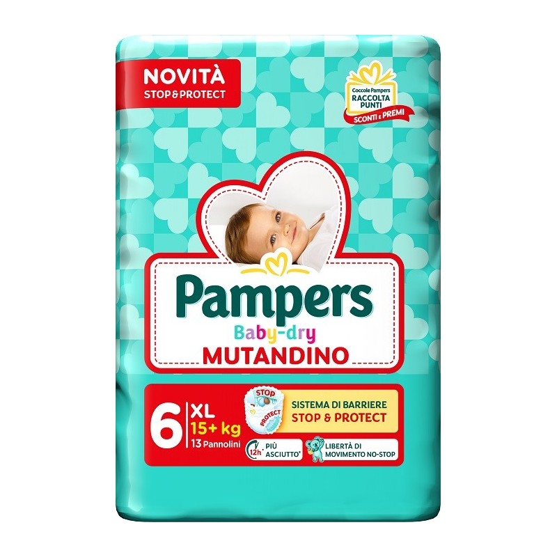 PAMPERS BABY DRY PANNOLINO MUTANDINA EXTRA LARGE SMALL PACK 13 PEZZI