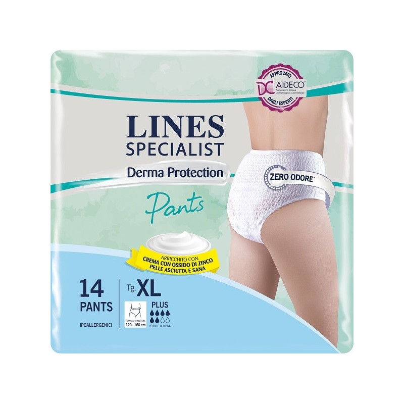 PANNOLONE PER INCONTINENZA LINES SPECIALIST DERMA PANTS PLUS XL 14 PEZZI