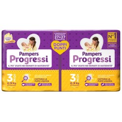 PAMPERS PROGRESSI PANNOLINO MIDI PACCO DOPPIO 54 PEZZI