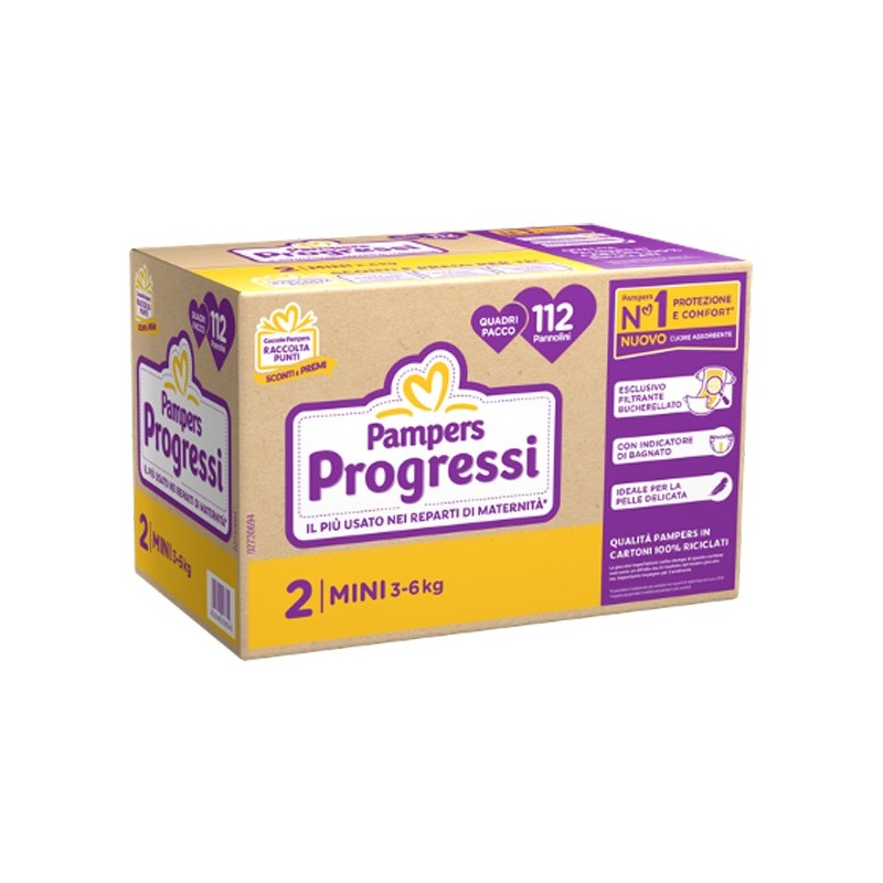 PAMPERS QUADRI PROGRESSI MINI 112 PEZZI