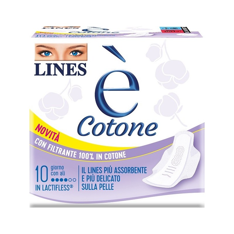 LINES E' COTONE ALI ASSORBENTE ESTERNO 10 PEZZI