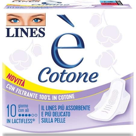 LINES E' COTONE ALI ASSORBENTE ESTERNO 10 PEZZI