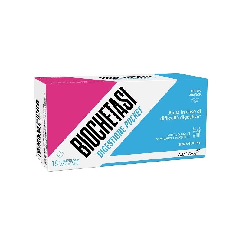 BIOCHETASI DIGESTIONE POCKET 18 COMPRESSE MASTICABILI