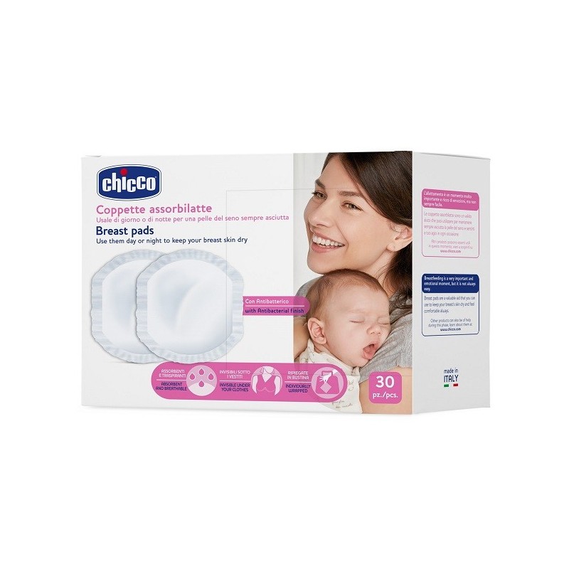 CHICCO COPPETTA ASSORBILATTE ANTIBATTERICA 30 PEZZI