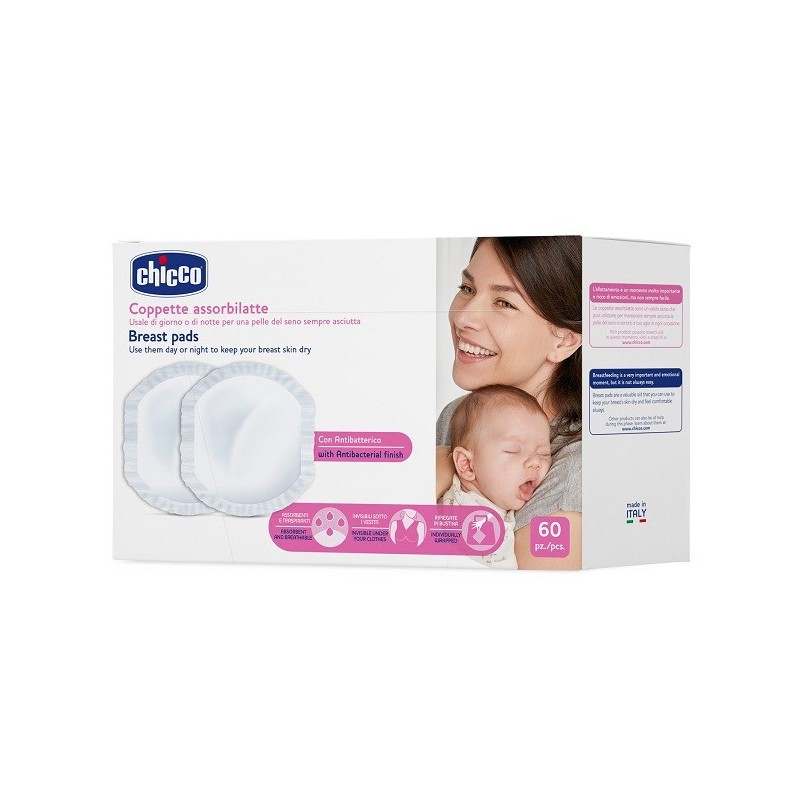 CHICCO COPPETTA ASSORBILATTE ANTIBATTERICA 60 PEZZI
