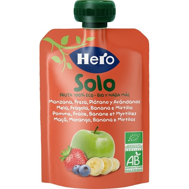 HERO SOLO FRUTTA FRULLATA 100% BIO MELA BANANA FRAGOLA 100 G
