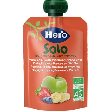 HERO SOLO FRUTTA FRULLATA 100% BIO MELA BANANA FRAGOLA 100 G