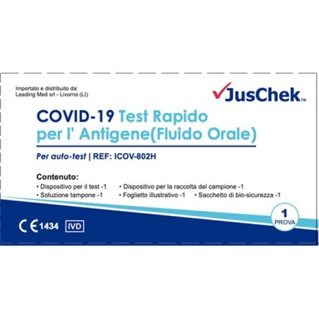 TEST ANTIGENICO RAPIDO COVID-19 JUSCHEK AUTODIAGNOSTICO DETERMINAZIONE QUALITATIVA ANTIGENI SARS-COV-2 IN CAMPIONI SALIVARI MEDI