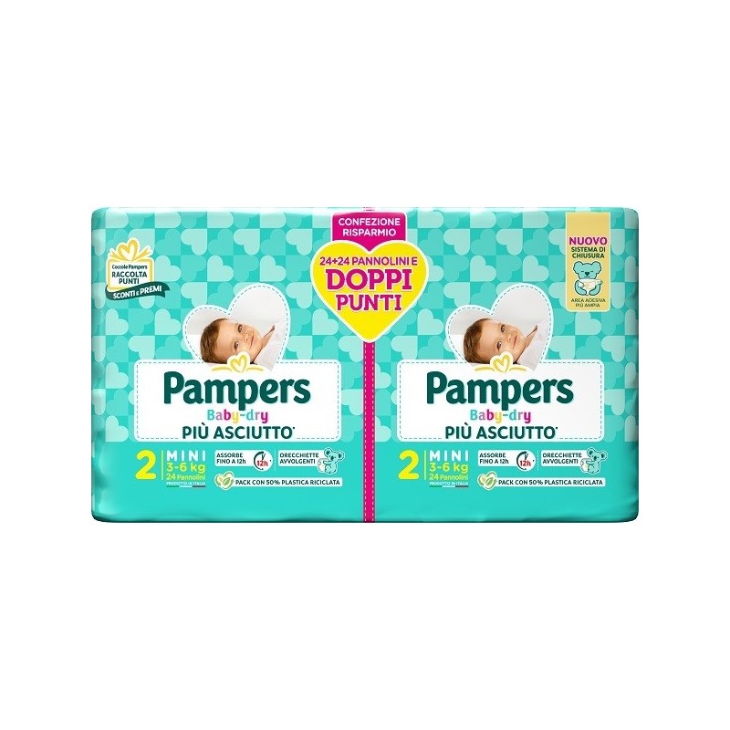 PAMPERS BABY DRY PANNOLINO DUO DOWNCOUNT MINI 48 PEZZI
