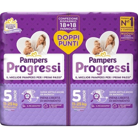 PAMPERS PROGRESSI PANNOLINO JUNIOR PACCO DOPPIO 36 PEZZI