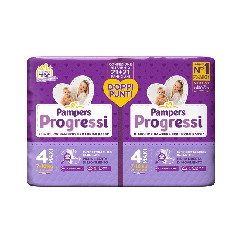 PAMPERS PROGRESSI PANNOLINO MAXI PACCO DOPPIO 42 PEZZI