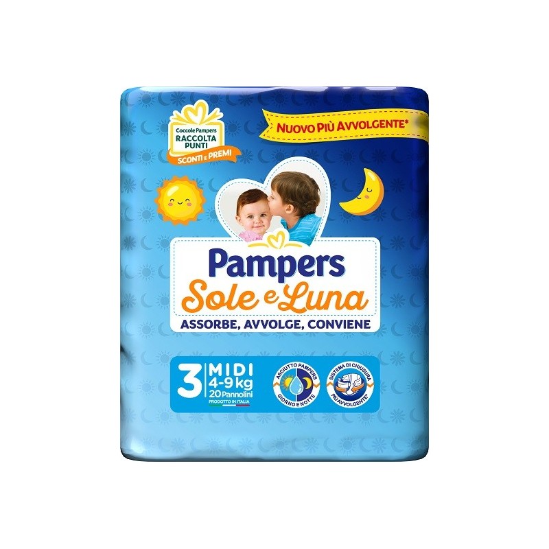 PAMPERS SOLE LUNA MIDIDI 20 PEZZI