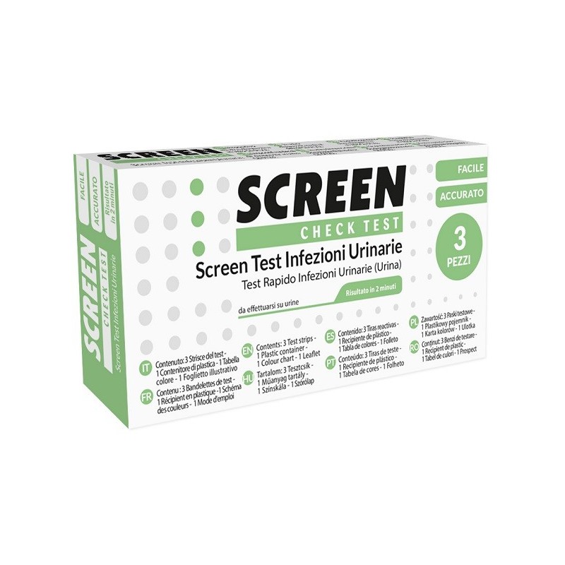 SCREEN TEST LEUCOCITI SANGUE NITRITO E PROTEINA URINA SCREEN TEST INFEZIONI VIE URINARIE 3 PEZZI