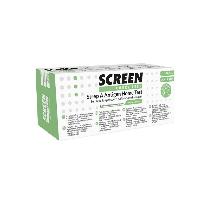 STREP A ANTIGEN HOME TEST DETERMINAZIONE QUALITATIVA ANTIGENI STREPTOCOCCO A DA TAMPONE FARINGEO 2 PEZZI
