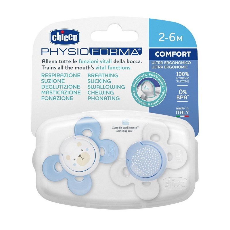 CHICCO SUCCHIETTO COMFORT BOY SILICONE 2-6 MESI 2 PEZZI