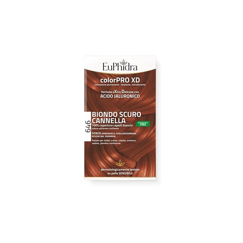 EUPHIDRA COLORPRO GEL COLORANTE CAPELLI XD 646 CANNELLA 50 ML IN FLACONE + ATTIVANTE + BALSAMO + GUANTI