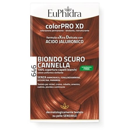 EUPHIDRA COLORPRO GEL COLORANTE CAPELLI XD 646 CANNELLA 50 ML IN FLACONE + ATTIVANTE + BALSAMO + GUANTI