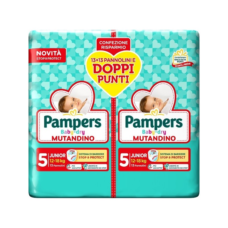 PAMPERS BABY DRY PANNOLINO MUTANDINA JUNIOR DUO 26 PEZZI