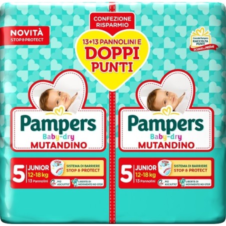 PAMPERS BABY DRY PANNOLINO MUTANDINA JUNIOR DUO 26 PEZZI
