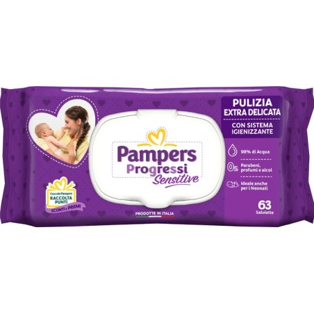 PAMPERS PROGRESSI SALVIETTE SENSITIVE ALOE RICARICA 63 PEZZI