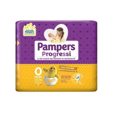 PAMPERS PROGRESSI MICRO PANNOLINI PER BAMBINI 24 PEZZI