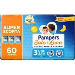 PAMPERS SOLE LUNA TRIO MIDI 60 PEZZI
