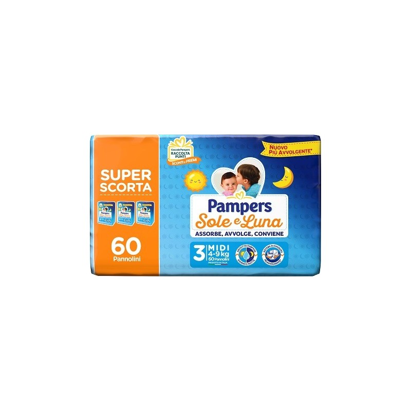 PAMPERS SOLE LUNA TRIO MIDI 60 PEZZI
